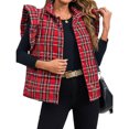 thumbnail image 2 of Women Plaid Sleeveless Vest Lightweight Cotton Padded Vest Autumn Winter Jacket, 2 of 4