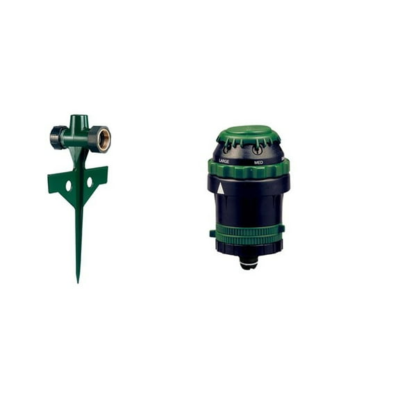 Orbit H2O-Six Gear Drive Sprinkler and Zinc Sprinkler Step Spike Bundle