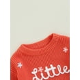 thumbnail image 6 of Suealasg Baby Girl Knit Sweater Long Sleeve Floral Letter Embroidery Chunky Pullover Sweater 3 6 9 12 18 Months Infant Sister Matching Fall Winter Sweater Warm Top, 6 of 7