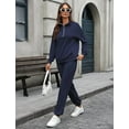 thumbnail image 2 of FIOPHY Women's Cozy 2 Piece Outfits Lounge Sets Long Sleeve Half Zip Sweatshirt Tops Jogger Sweatpants Sweats Track Suits Set,Navy Blue,XL, 2 of 5