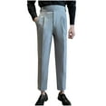 thumbnail image 2 of Aueoeo Men'S Flexs Flat Front Straight Fits Pant Formal Pants Suit Pants Cotton Pants Classic Fits Dress Pants Gray 3X-Large, 2 of 4