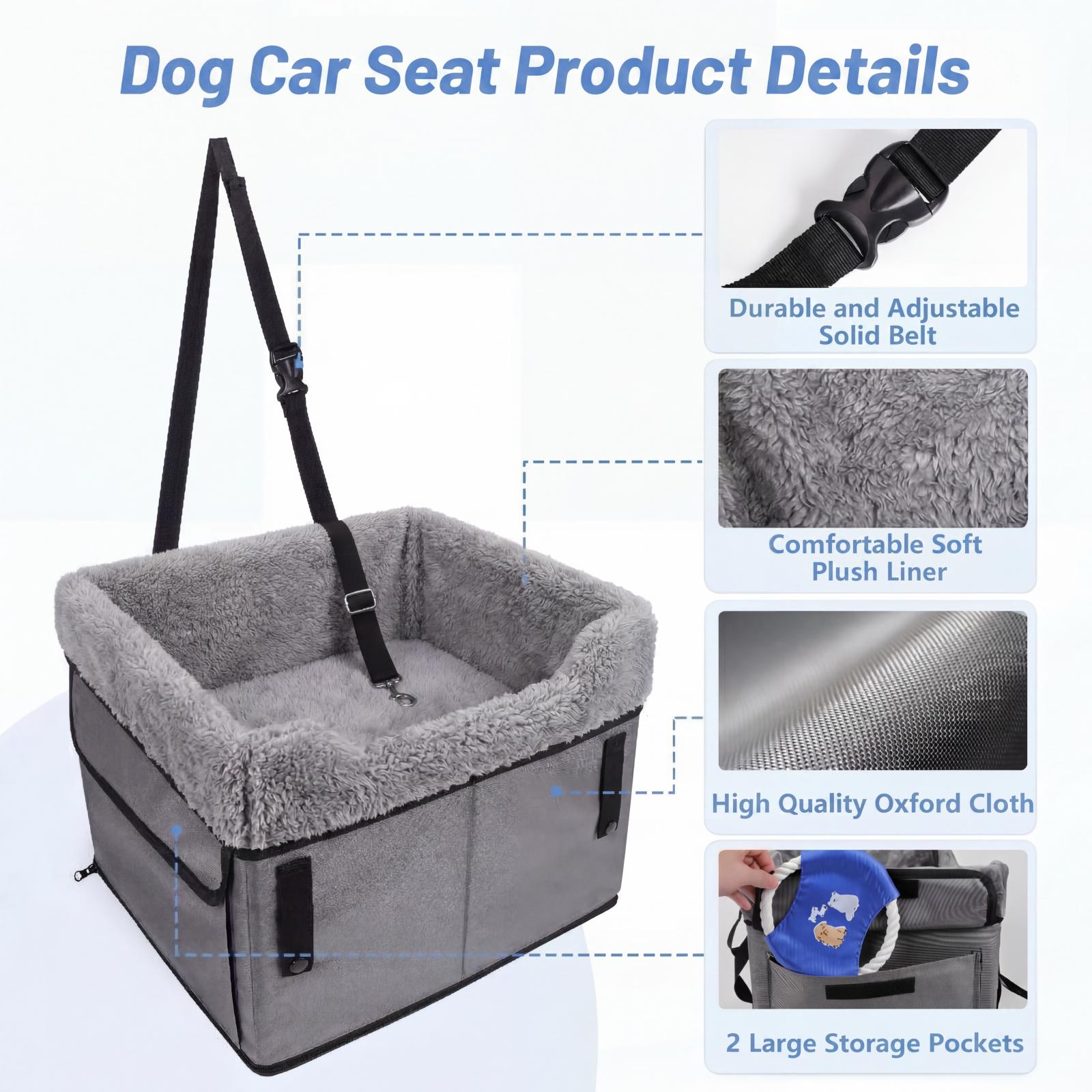 DaPlug Small Dog Booster Car Seat, Gray, Up to 25 lbs photo 3