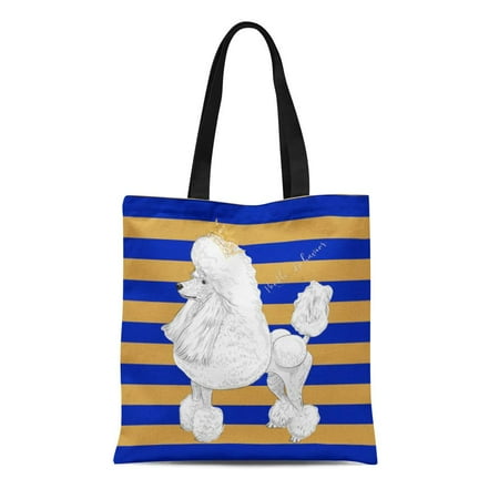 Blue Canvas Tote - LADDKE Canvas Tote Bag Blue Sigma Poodle Behavior Gamma Rho Sgrho Gold 1922 Reusable Handbag Shoulder Grocery Shopping Bags