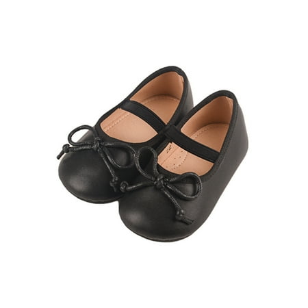 

Lacyhop Girls Mary Jane Comfort Princess Shoe Bowknot Flats Dance Lightweight Dress Shoes Non-slip Ankle Strap Black (A) 10.5C