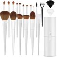 thumbnail image 1 of Set de brochas de maquillaje LUXBRU, 20 unidades, con funda y 2 bolsas de polvo, color blanco, 1 of 6