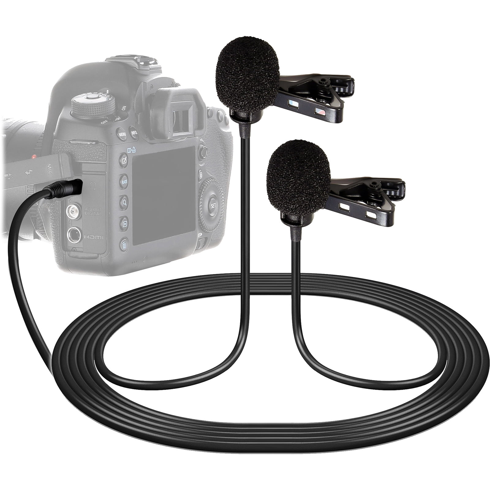 Vidpro Dual-Head Interview Lavalier Microphone for DSLR Cameras & Camcorders XM-DLC