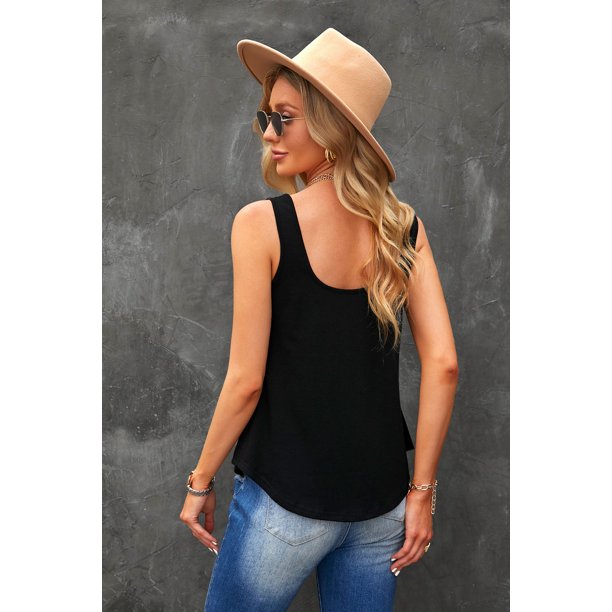 ABPHQTO Camiseta sin mangas con cuello de tiras cruzadas de corazones arcoíris negros para mujer
