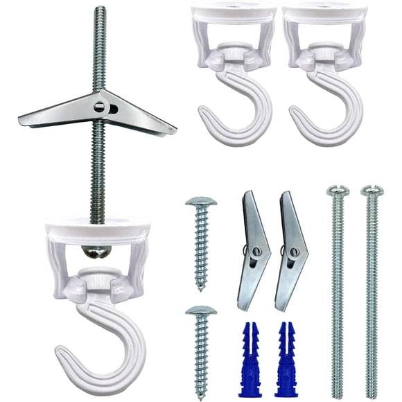 shiyou-Swivel Swag Hooks for Ceiling Hanging - Ceiling Hooks for Hanging Plants - Ceiling Hangers Heavy Duty - Zinc Bolt Hook Installation Cavity Wall Fixing (White 2 Pack)