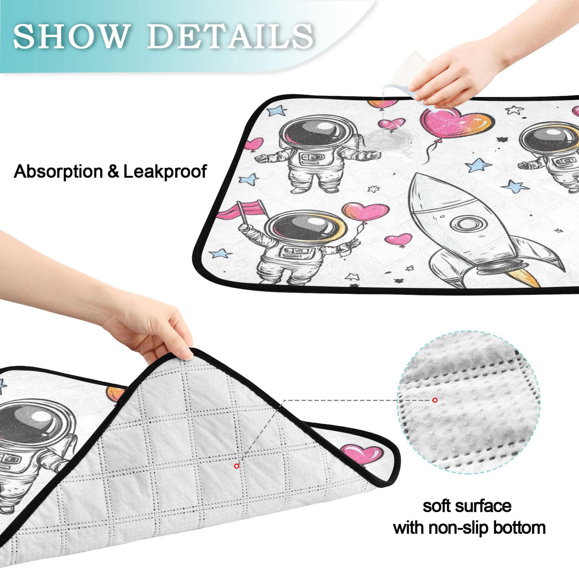 Washable Pet Pee Pads with Super Absorbent Reusable Training Pads for Dogs & Cats Cute Astronaut Clipart