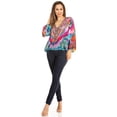 thumbnail image 5 of Sakkas Sante Women's Boho Loose V neck Long Sleeve Elastic Tunic Top Blouse Floral - 584-Pink - S/M, 5 of 5