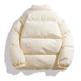 thumbnail image 3 of LpwkSSA Men's Puffer Jacket Zipper-Up Parka Solid Color Stand Collar Long Sleeve Jacket Fall Winter Warm Thicken Padded Coat Outerwear White XL, 3 of 8