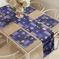 thumbnail image 2 of Ambesonne Geometric Table Runner & Placemats, Circles Stripes Flowers, Placemat 4 pcs + Runner 16"x72", Dark Violet Black Blush, 2 of 2