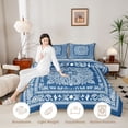 thumbnail image 3 of jejeloiu Nautical Vintage Floral Queen Comforter Set For Men Women,Paisley Print Comforter Sets Queen,Blue White,Light Gray Reversible,3 Pieces,1 Comforter and 2 Pillowcases, 3 of 7