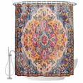 thumbnail image 2 of Blue Pink Waterproof Fabric Shower Curtain,Boho Middle Century Geometric Abstract Waterproof Fabric Shower Curtain for Bathroom Curtains Bathtubs Hotel Shower Curtains with 12 Hooks Extra Long 72x96, 2 of 8