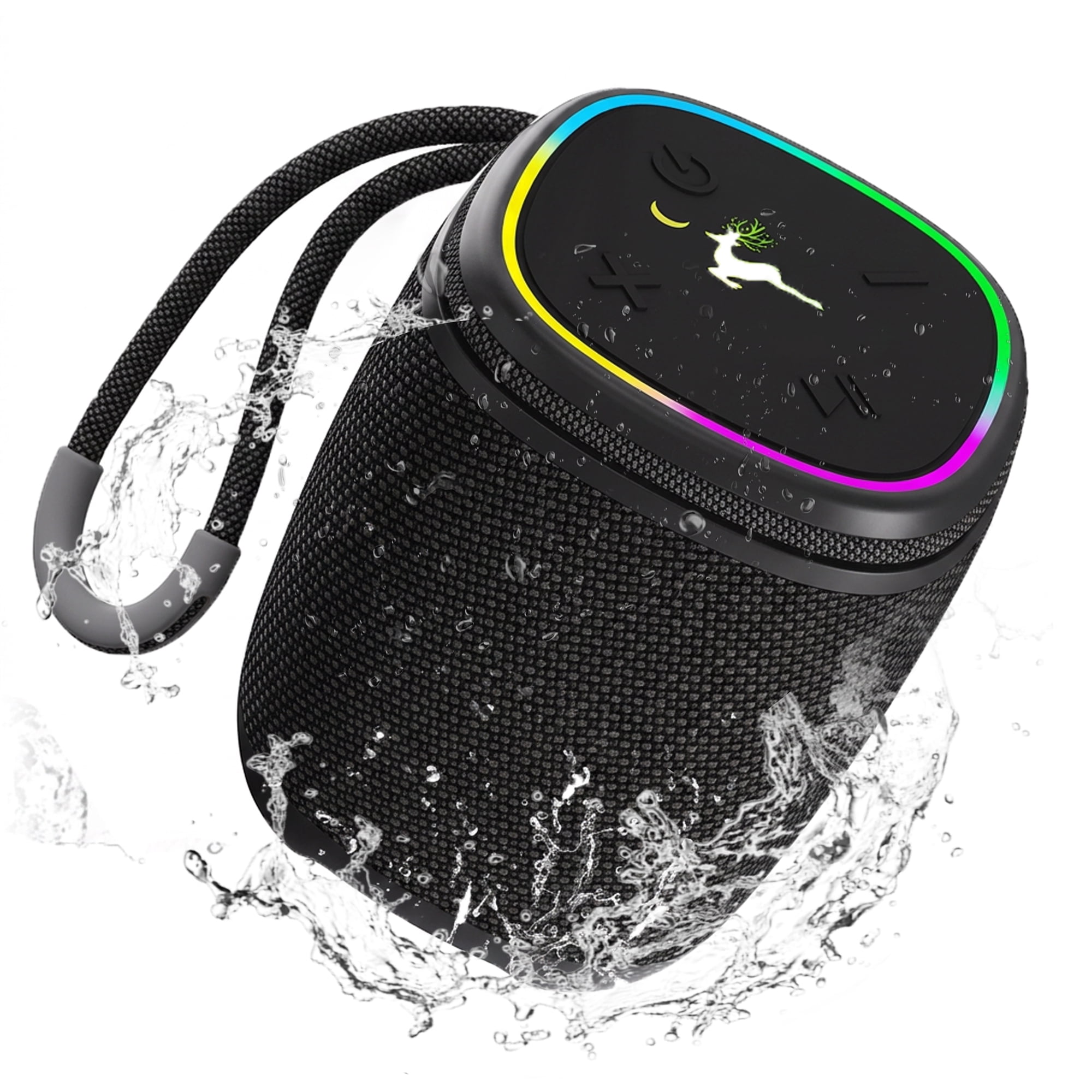 Portable Bluetooth Speaker with IPX7 Waterproof, Powerful Deep Stereo Sound, 15H Playtime, RGB Light, Bluetooth 5.4, TWS Pairing, TF, AUX, Wireless Speaker for Outdoor/Home/Party/Beach/Travel/Gifts
