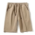 thumbnail image 2 of Men's Knited Cotton Pockets, Pull on Jersey Gym Shorts, 7" Athletic Shorts Big and Tall Size M-5XL Khaki, 2 of 5