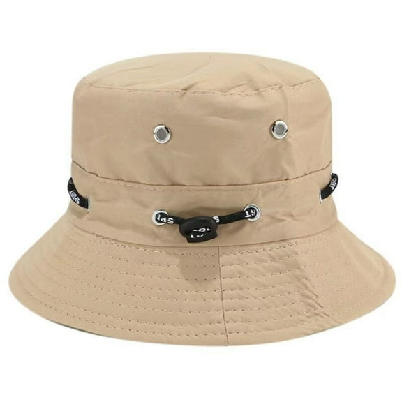 CUZIBR Adult Mens Fisherman Hats Fashionable Solid Color Classic Bucket Hat Casual Summer Breathable Foldable Adjustable Strap Travel Beach Caps Unisex Stylish Hiking Headwear,Beige,One Size