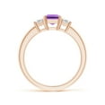 thumbnail image 2 of ANGARA Natural Amethyst and Diamond Three Stone Ring in 14K Rose Gold for Women (Size-7x5mm) | February Birthstone, Birthday, Anniversary, Jewelry Gift for Women | Natural Amethyst Ring, 2 of 8
