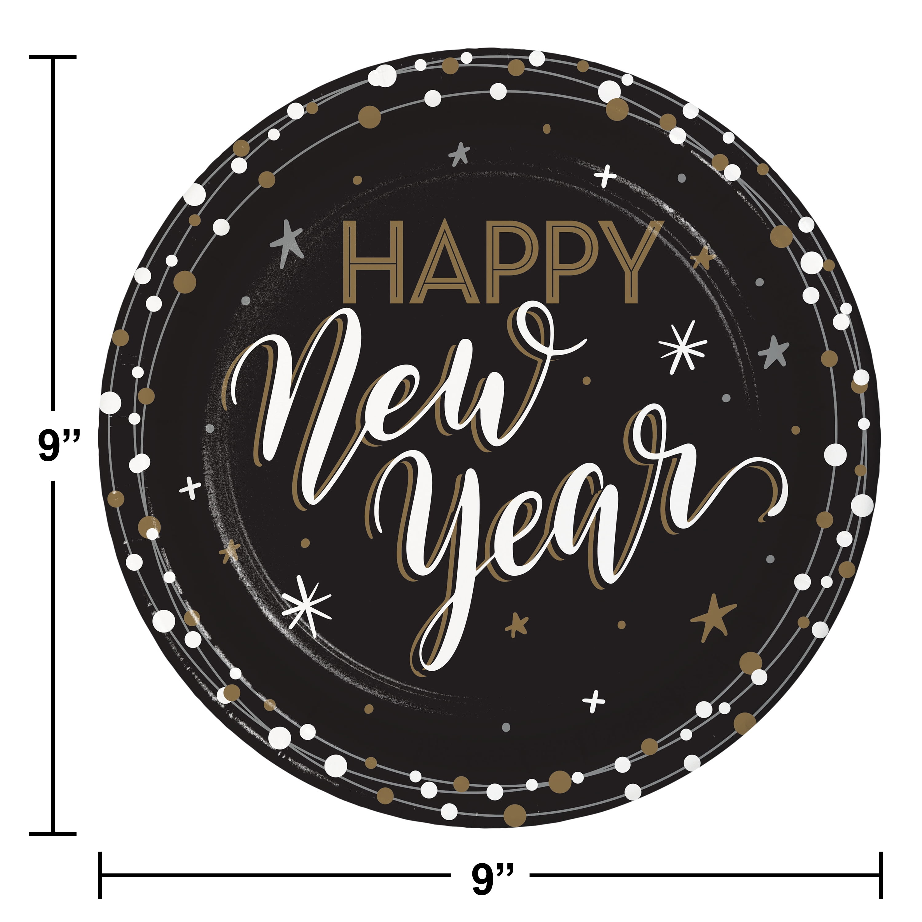 Creative Converting New Years Shimmer Dinner Paper Plates and Napkins Set, Serves 16