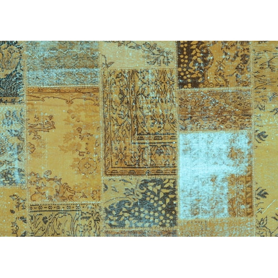 Ahgly Company Indoor Rectangle Patchwork Light Blue Transitional Area Rugs, 8' x 10'