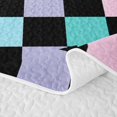thumbnail image 5 of Manfei Geometric Check Quilt King,Modern Checkered King Coverlet Set,Black Yellow Blue,3pcs,1 Bedspread and 2 Pillowcases, 5 of 7