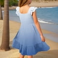 thumbnail image 5 of Mevxay Summer Girl's Dresses Gradient Square Neck Pleated Short Sleeveless Mini Sundresses for 4-17 Years Blue, 5 of 7