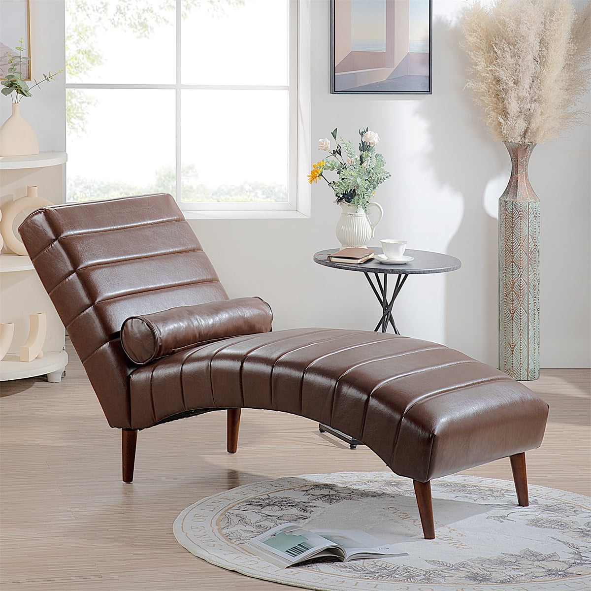 Chaise Lounge with Luxury PU, Upholstered Chaise Lounge Indoor Chair