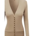 thumbnail image 3 of FashionOutfit Women's Solid Deep V-Neck Button Down Closure Cardigan, 3 of 3