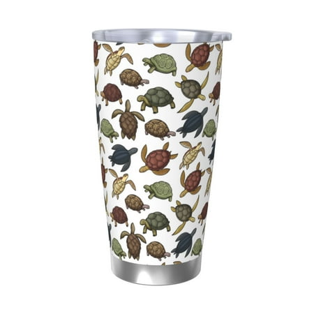 

Salouo Various Turtle Print 20oz Tumbler with Lid Stainless Steel Vacuum Insulated Tumbler Durable Insulated Coffee Mug Thermal Cup with Splash Proof Sliding Lid-Without Straw