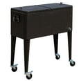 thumbnail image 3 of Outdoor 80QT Portable Rolling Patio Rattan Ice Chest Party Cooler Cart Brown, 3 of 10