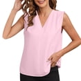 thumbnail image 6 of Women's Summer Tank Tops Dressy Casual Sleeveless Satin Blouses V Neck Tunics Cute Business Work Shirts Pink XL(XL), 6 of 7