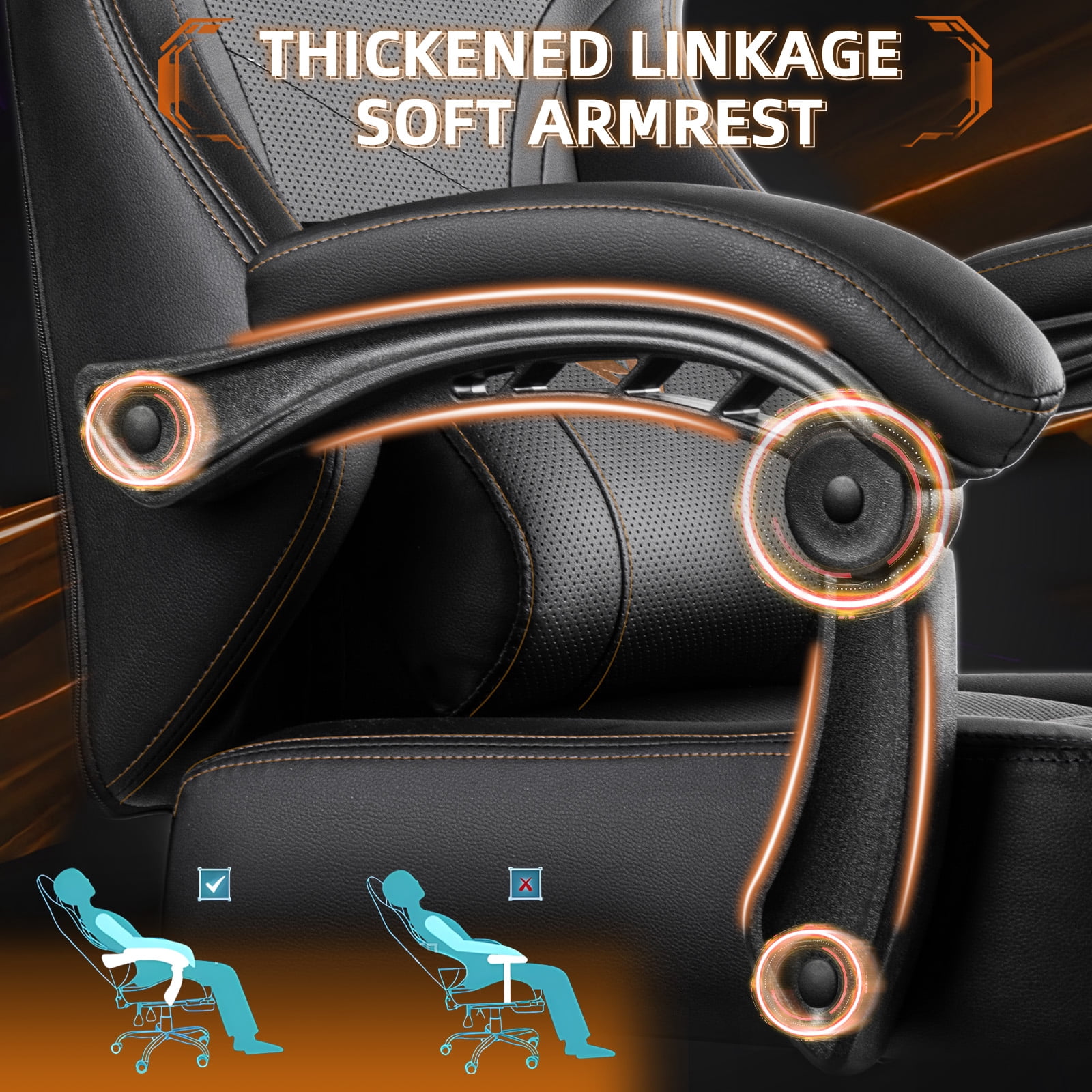 Waleaf Gaming Chair Ergonomic Office Chair with Footrest and Lumbar Support, Height Adjustable High Back Gamer Chair with Headrest for Adult