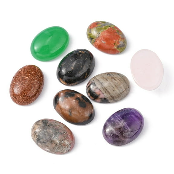 Mixed Stone Cabochons Oval Mixed color 18x13x5~6mm