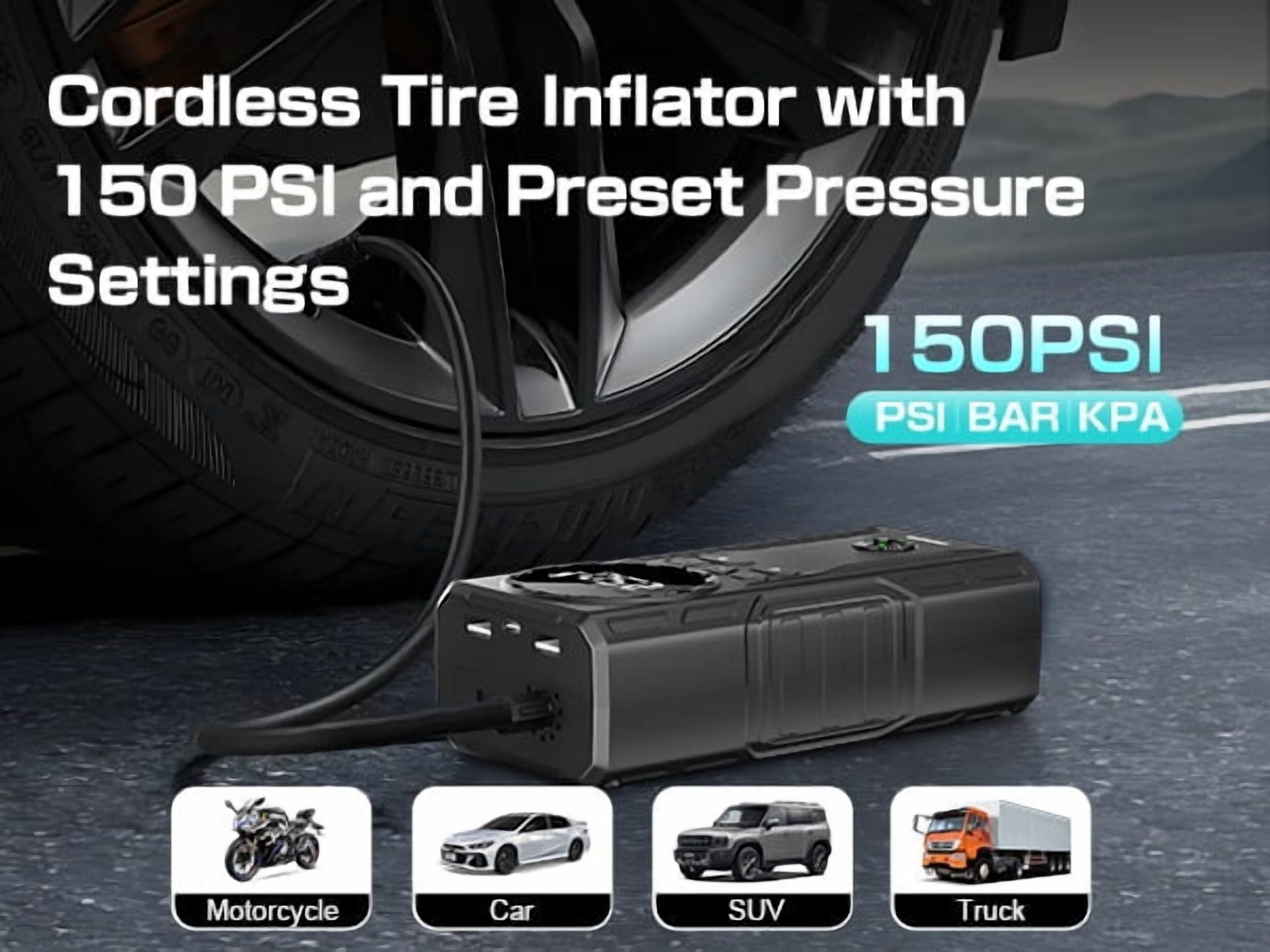 Jump Starter with Air Compressor, 3500A 150PSI Jump Starter Battery Pack (for All Gas/Up to 10L Diesel Engines), 12V Portable Car Battery Jump Starter with 3 Modes Light and LCD Display