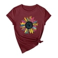 thumbnail image 3 of NAMTYQX Womens Tshirts Cotton Loose Fit Short Sleeve mit Print Print Fashion Cool Crewneck Plus Size Loose Fit Light Spring Tops for Women 2025 Wine Size S, 3 of 5