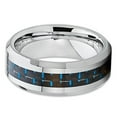 thumbnail image 2 of 8mm Polished Silver Tungsten Carbide Wedding Band Blue Carbon Fiber Mens Comfort Fit Ring 10 (10), 2 of 3