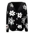 thumbnail image 5 of Cardigans Women Trendy Floral Pattern V Neck Short Knit Button Up Sweater Soft Cozy Top Lightweight Cardigans, 5 of 5