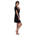 thumbnail image 6 of Women's Sleepwear Lightweight Super Soft Bamboo Short Sleeve V Neck Chiffon Detail Nightgown - Made in Turkey (Small, Black), 6 of 6