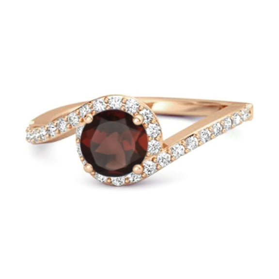 Mooneye Genuine 0.25 Ctw Garnet 925 Sterling Silver Rose Plated Women Valentines Day Gifts Ring