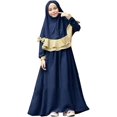 thumbnail image 3 of Abaya para niña, Hijab para niña, bufanda, vestido musulmán de dos piezas, ropa de oración de Ramadán, caftán árabe islámico, bata Khimar, 3 of 5