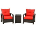 thumbnail image 2 of Outsunny 3 Piece Patio Furniture Set, PE Rattan Wicker Storage Table and Chairs w/ Tufted Cushions, Red, 2 of 9