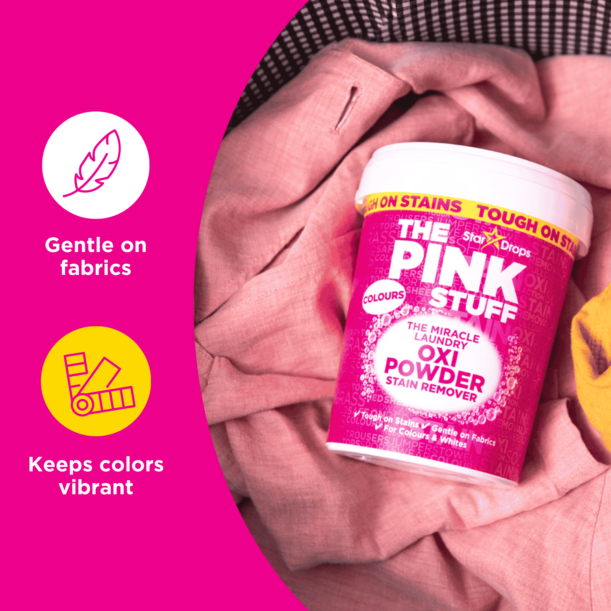 The Pink Stuff Miracle Laundry Oxi Powder Stain Remover, 1 Kg photo 4
