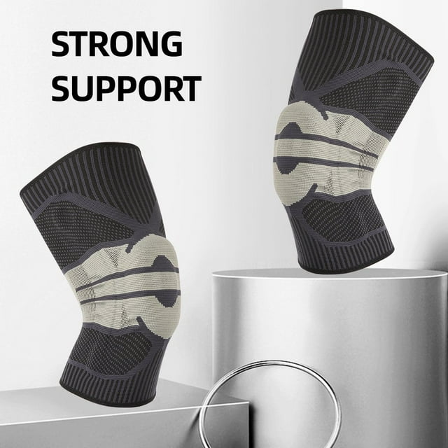 2 Pcs Manchon de Compression Ultra pour Genou - Orthèse de Genou Professionnelle, Enveloppes Élastiques pour Genou, Stabilisateur de Rotule avec Gel de Silicone, Soutien à Ressort, Soutien de Genou Antidérapant pour Hommes Femmes