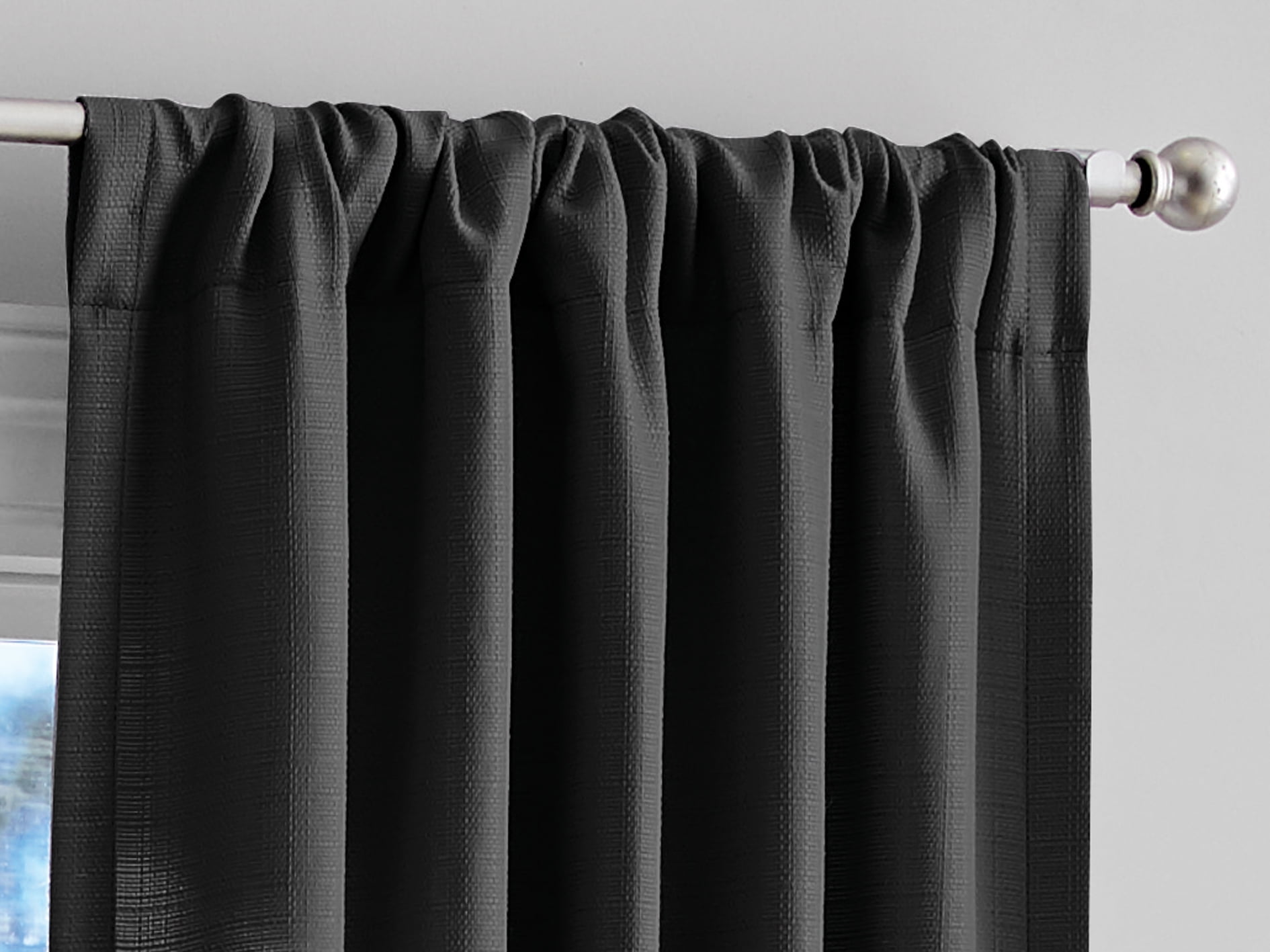 (2 pack) Mainstays Southport Light Filtering Rod Pocket Textured Curtain Panel, Set of 2, Charcoal Gray, 40” W x 84” L