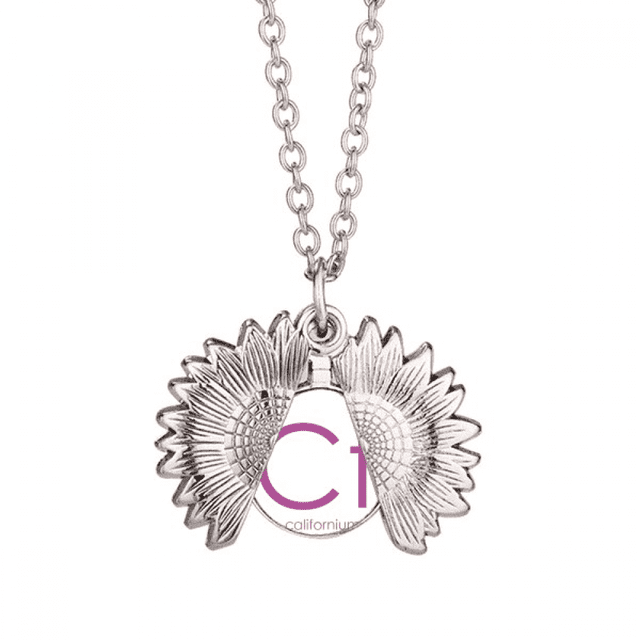 Chestry Elements Period Table Actinide Californium Cf Sunflower Necklace Pendant Locket Jewelry