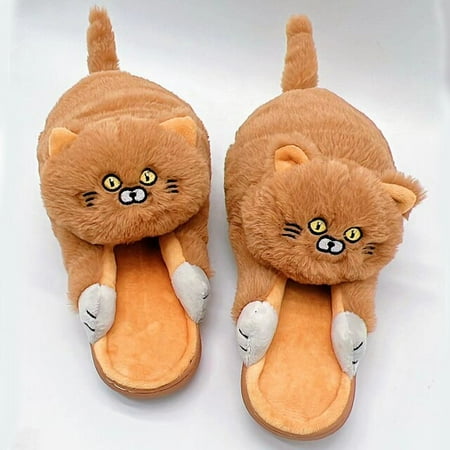 

QWZNDZGR Drop Shipping Cuddle Cat Slippers Women s Indoor Animal Mules Girl Kawaii Fluff Kitty Slides Slippers Hug Footsie Kitten Slipper
