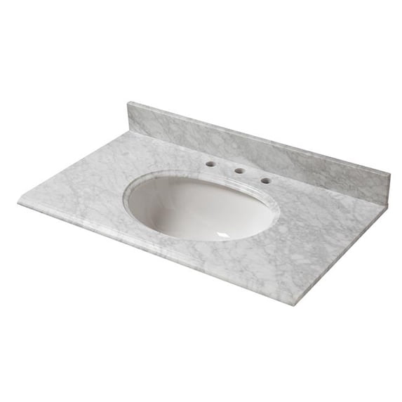 Cahaba CAVT0162 31 x 22 in. Carrara Marble Vanity Top, 8 in. Faucet Spread