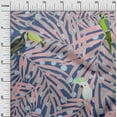 thumbnail image 3 of oneOone Viscose Jersey Medium Blue Fabric Tropical Birds With Palm Leaves Sewing Craft Projects Fabric Prints By Yard 60 Inch Wide, 3 of 4