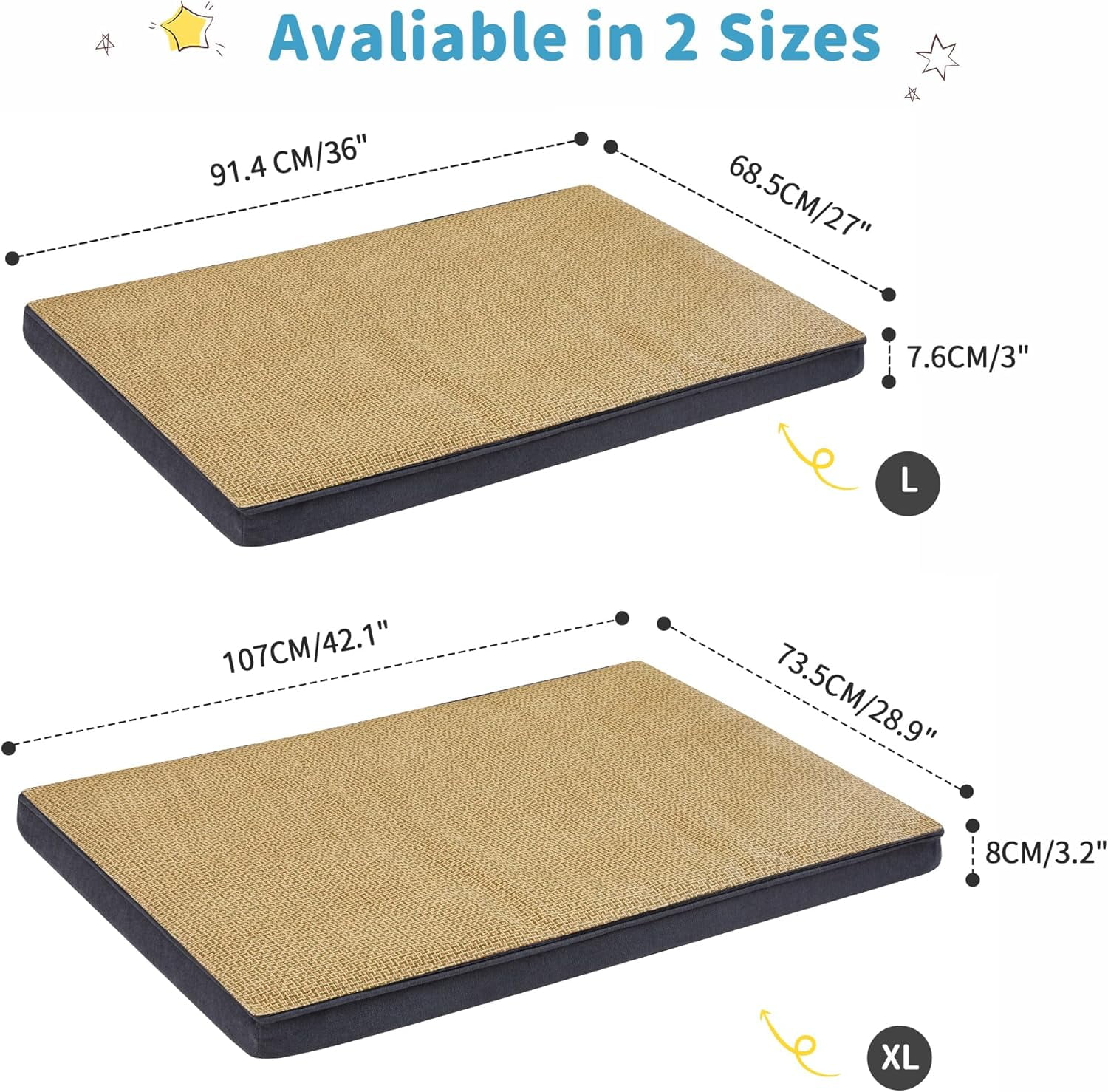 Extra Large 2-in-1 Waterproof Pet Bed with Removable Warm and Cool Covers, Brown