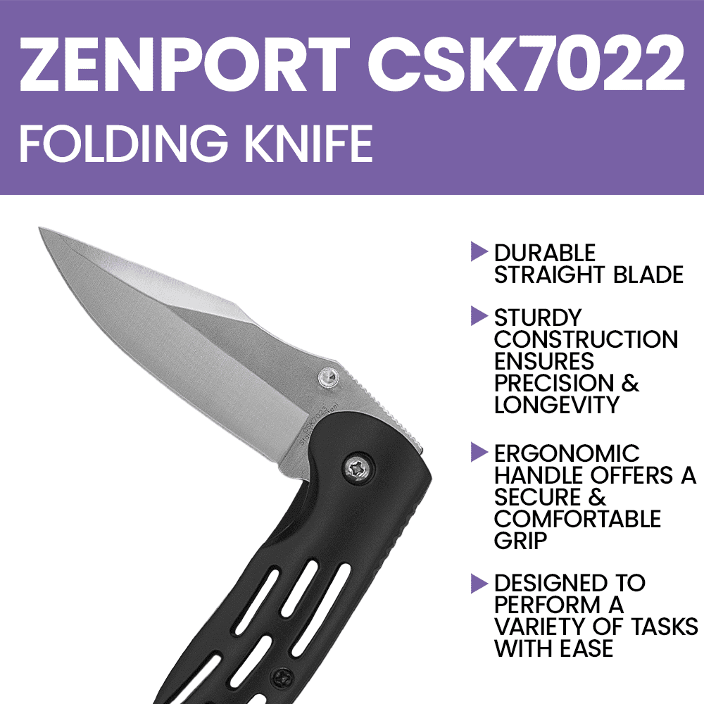 Zenport CSK7022 Deluxe Folding Pocket Knife, 3.25 Inch Blade, Red - 12 Pack